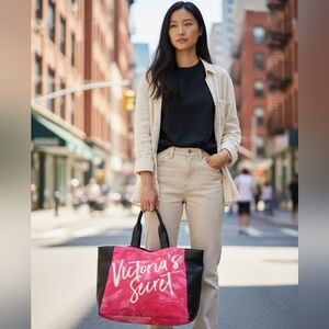 Victoria’s Secret 🩷 Tie-Dye Pink & Black Large Tote Bag